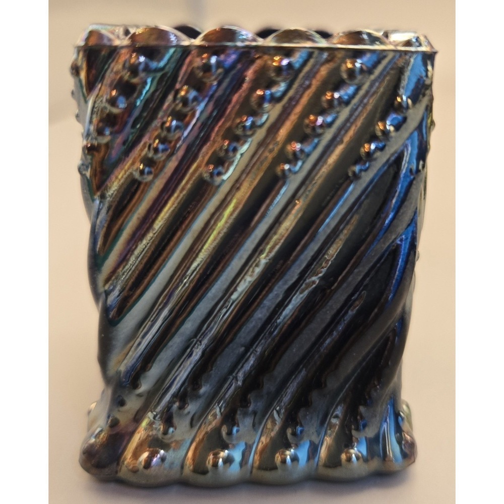 Vintage Toothpick Holder St Clair Grand Opening 1971. Cobalt Blue Carnival Glass